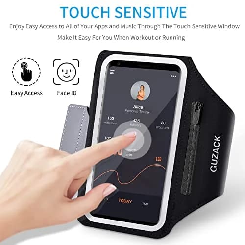 Guzack Running Armband with Zipper Pouch | Fits Phones Up to 6.9" | Sweatproof, Adjustable, Reflective thumbnail 4