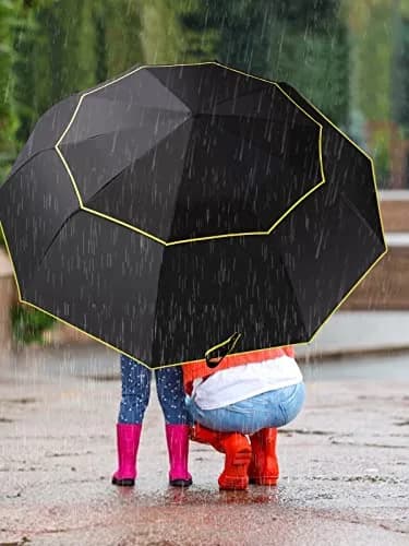 Kalolary 62" Automatic Folding Umbrella Extra Large Golf Umbrella Black | Wind-Resistant & Sunproof thumbnail 7