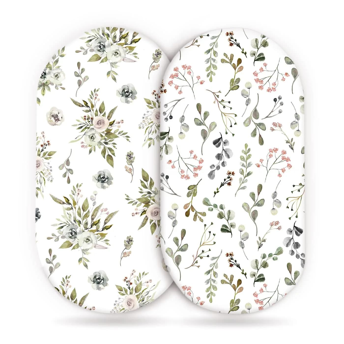 GRSSDER Ultra Soft Fitted Bassinet Sheets 2 Pack, 81cm x 41cm x 13cm (32" x 16" x 5") | Universal Fit for Oval, Rectangle, Moses Basket Mattresses — Fresh Green
