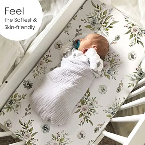 GRSSDER Stretchy Ultra Soft Fitted Bassinet Sheets 2 Pack, Universal Fit 81cm x 41cm x 13cm (32" x 16" x 5") | Breathable Jersey Knit for Baby Girls thumbnail 4