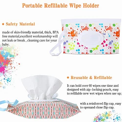 FEBSNOW 4 Pack Baby Wipe Dispenser, Reusable Travel Wipe Holder | BPA-Free EVA Material thumbnail 5