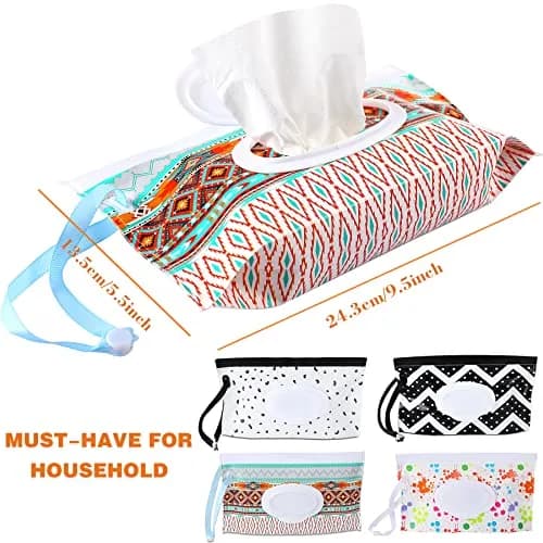 FEBSNOW 4 Pack Baby Wipe Dispenser, Reusable Travel Wipe Holder | BPA-Free EVA Material thumbnail 2