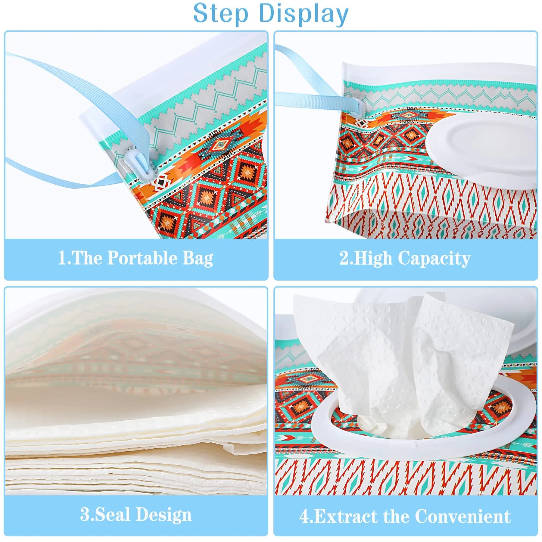 FEBSNOW 4 Pack Baby Wipe Dispenser, Reusable Travel Wipe Holder | BPA-Free EVA Material - view 3