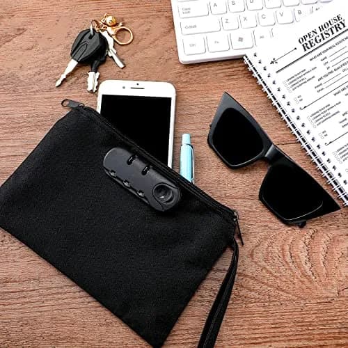 Reginary Black Locking Money Bag 2 Pcs 20cm (8in) | Secure Zippered Pouch for Cash and Cards thumbnail 6
