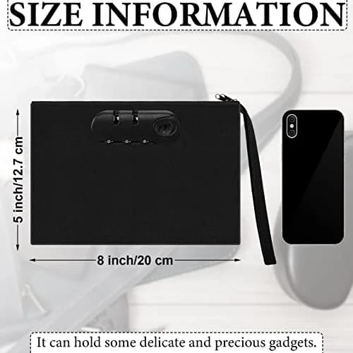 Reginary Black Locking Money Bag 2 Pcs 20cm (8in) | Secure Zippered Pouch for Cash and Cards thumbnail 2