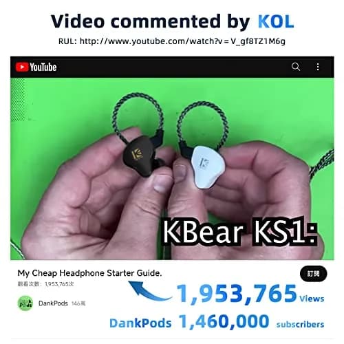 YINYOO KBEAR KS1 In Ear Monitor Bass Earbuds Wired Earbuds | Clear Sound Stereo Headphones with Detachable Cable for Musicians thumbnail 2