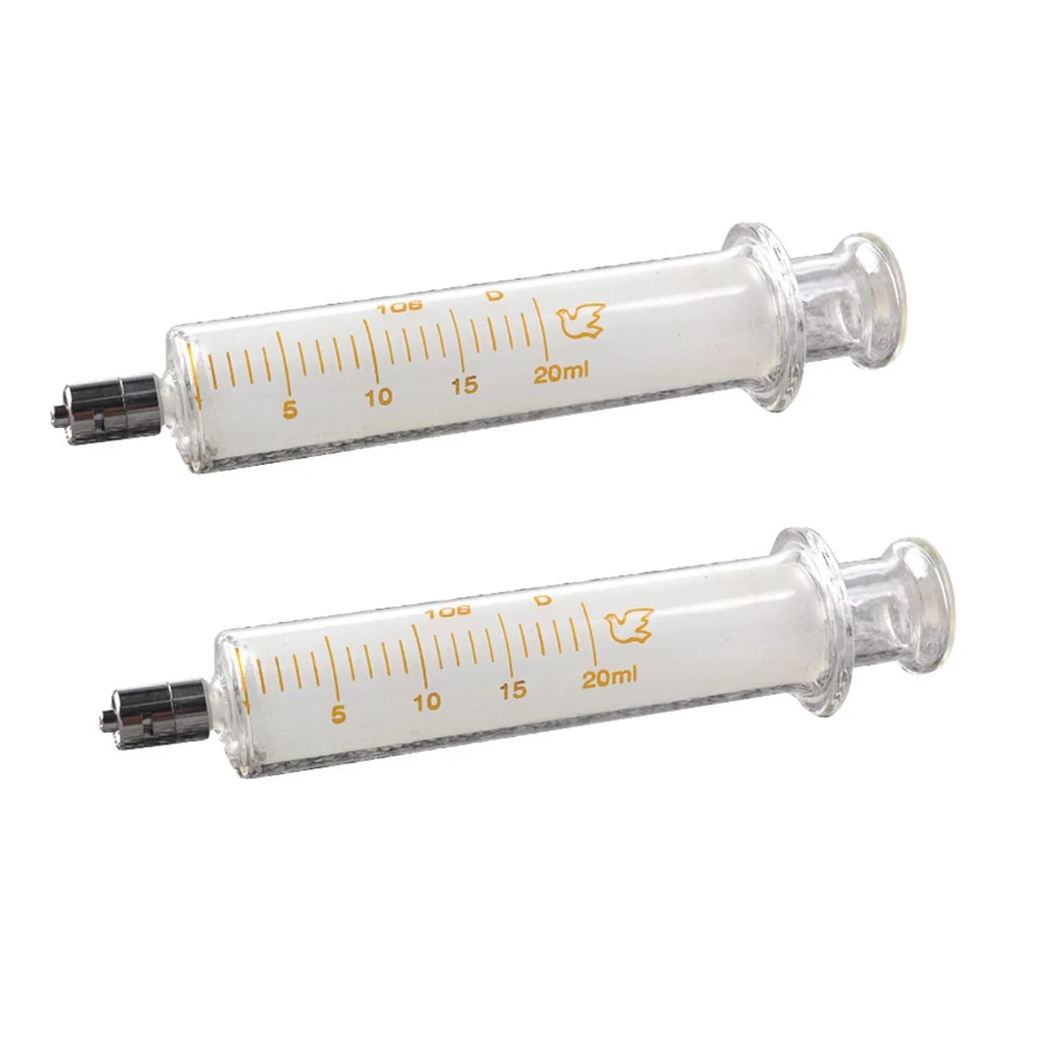 Jiaxix 10ml Glass Syringe with Metal Luer Lock and Caps (2-Pack) | Accurate Liquid Dispensing for Labs & Crafts — Transparent