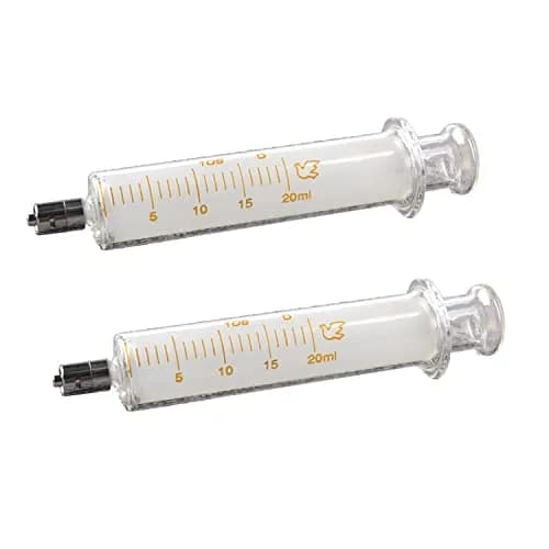 Jiaxix 20ml Glass Syringe with Metal Head and Caps (2-Pack) | Precise Liquid Transfer for Oils & Glues thumbnail 1