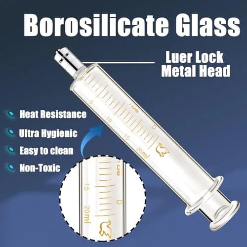 Jiaxix 20ml Glass Syringe with Metal Head and Caps (2-Pack) | Precise Liquid Transfer for Oils & Glues thumbnail 3