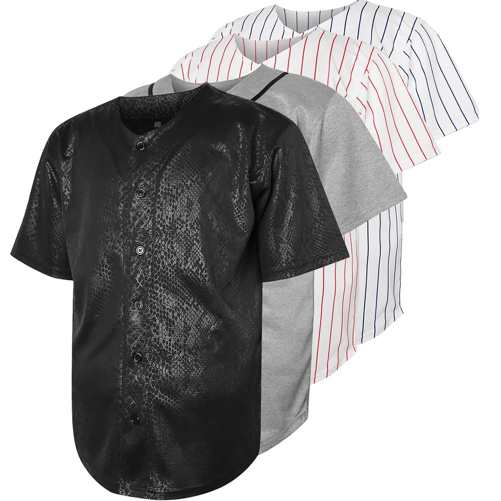 JKNAKN X-Large Black Baseball Jersey | Classic Short Sleeve Button Down