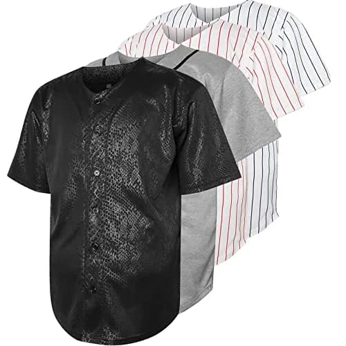 JKNAKN X-Large Black Baseball Jersey | Classic Short Sleeve Button Down thumbnail 1
