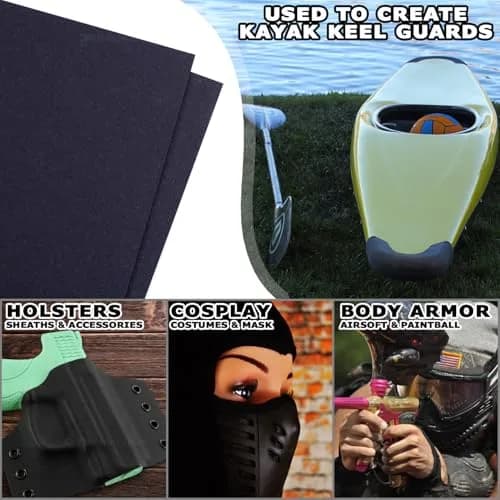 Holstex Kydex V Thermoform Sheet - Black P1 Texture 0.080in (20.3cm x 30.5cm) | USA-Made for Holster Making thumbnail 2