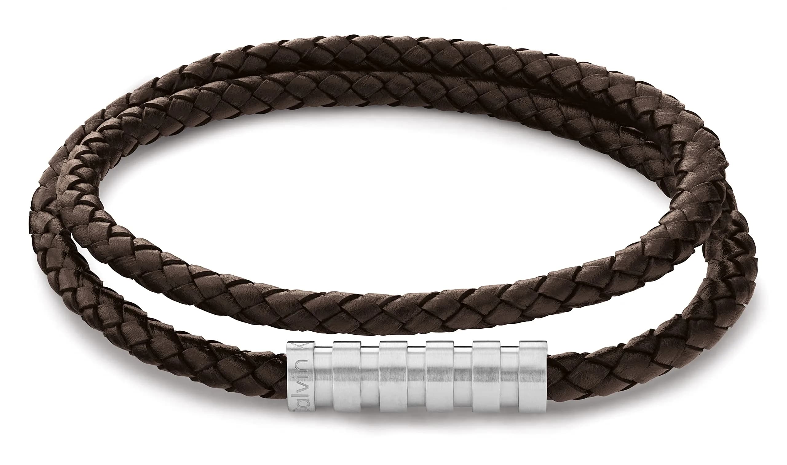 Calvin Klein Men's Braided Leather Bracelet Brown | Modern Design with Magnetic Closure