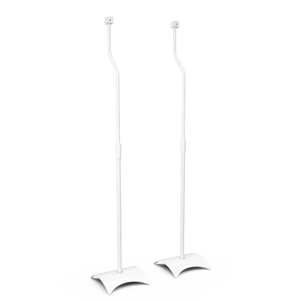 AVF Adjustable Steel Speaker Floor Stands Pair | 31.75-42.2 Inch Height, 11 lbs Capacity, Black — White w Metal Base