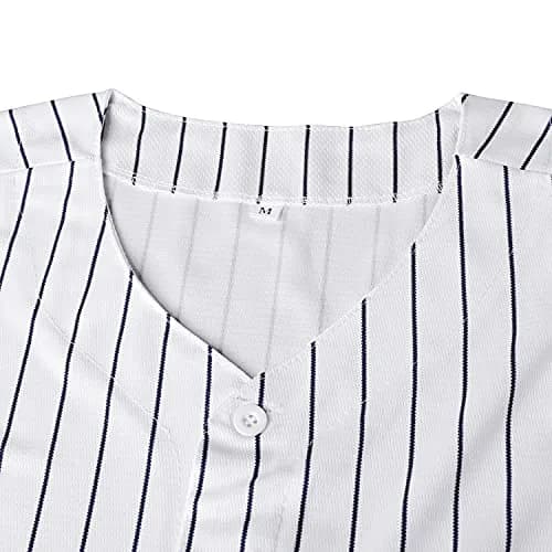 JKNAKN White Shirt Small | Classic Short Sleeve Baseball Jersey for Men thumbnail 5
