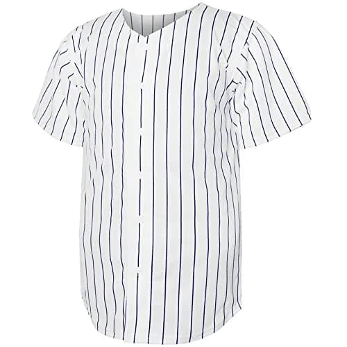 JKNAKN White Shirt Small | Classic Short Sleeve Baseball Jersey for Men thumbnail 2