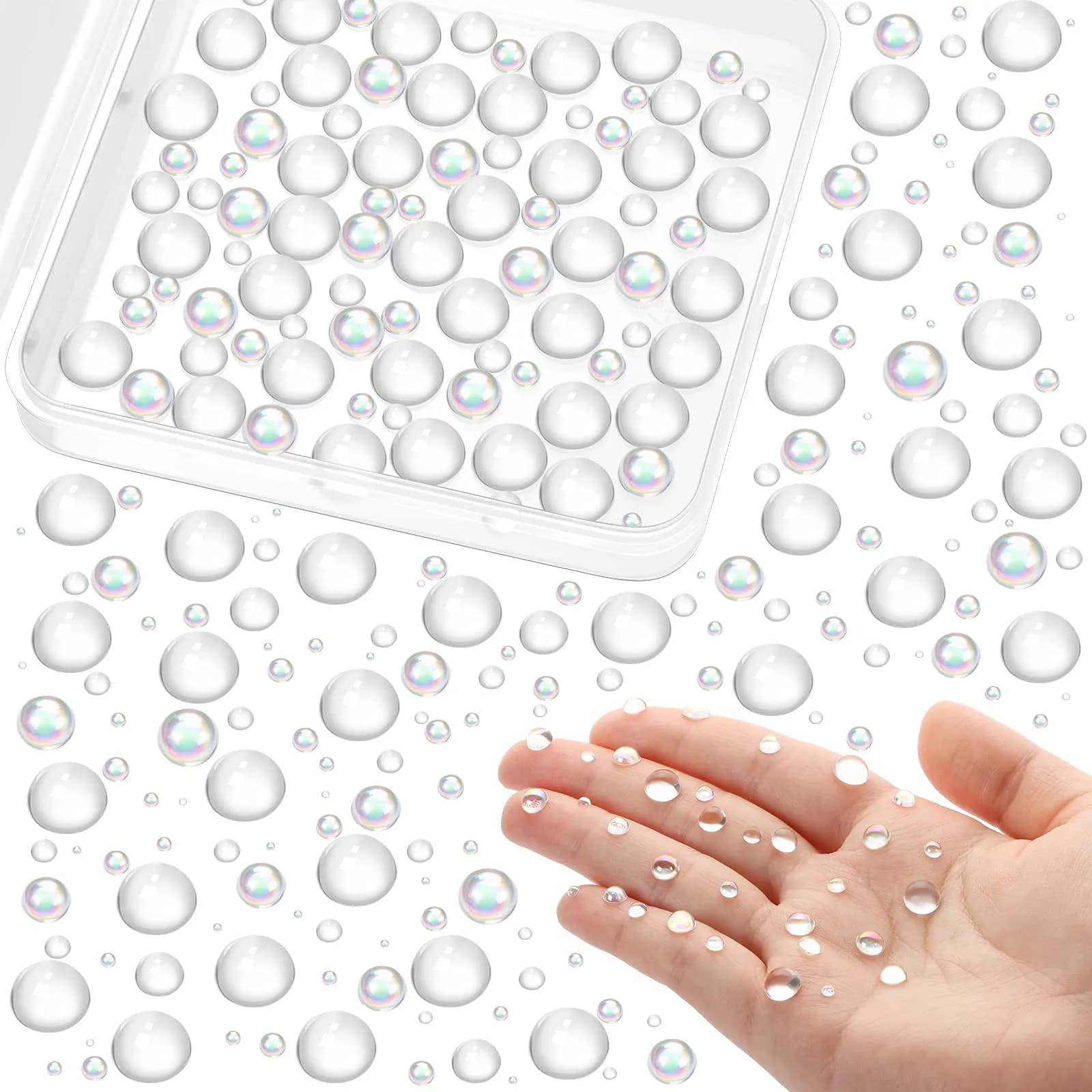 MIKIMIQI 700 Pcs Clear Dewdrop Holographic Water Embellishments | Scrapbooking & Card Making Supplies