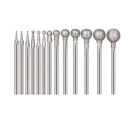 Luo ke 13 Pcs 0.5mm - 8mm Round Ball Shape Diamond Burr | Carving, Grinding, Cutting thumbnail 1