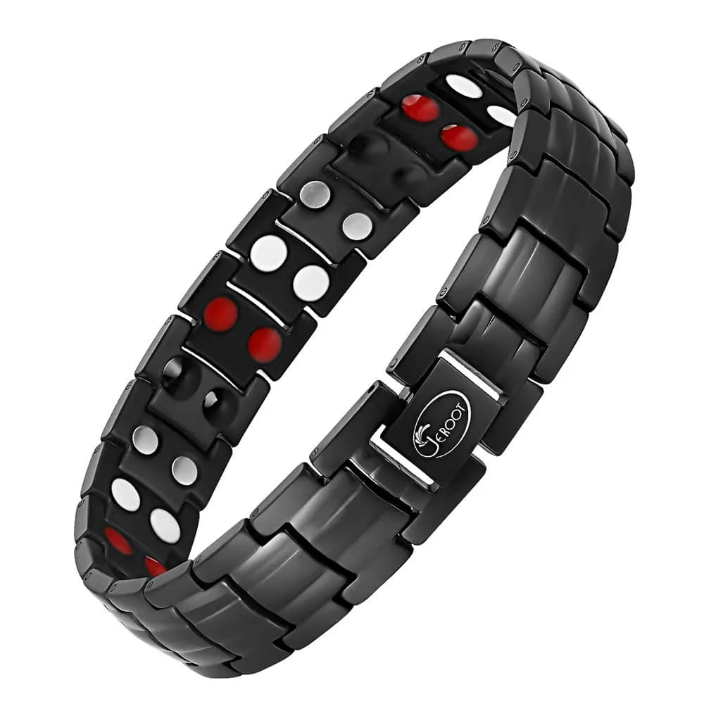 JEROOT Black Anion Magnetic Bracelet 22cm (8.6 inches) | Pure Titanium with 3500 Gauss Magnets - main product image
