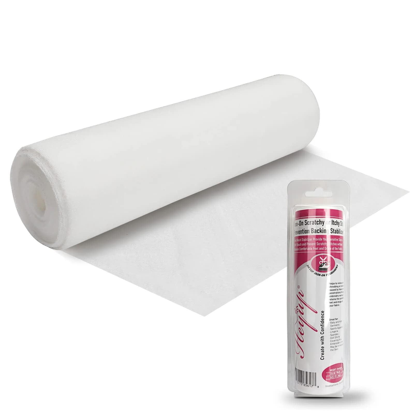 HEYUP Iron on Embroidery Stabilizer 8" x 9 Yd Light Weight Prevent Scratchy Sensitive Skin — Pink