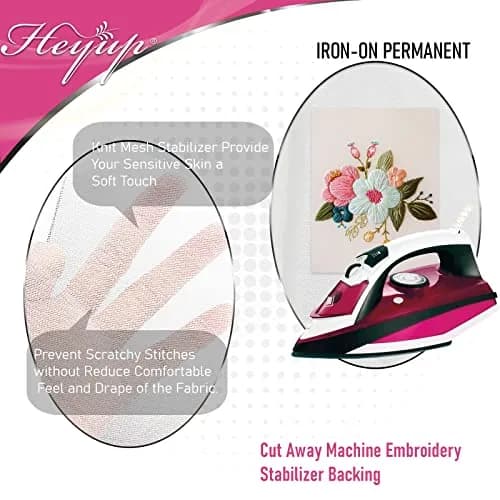 HEYUP Iron on Embroidery Stabilizer 8" x 9 Yd Light Weight Prevent Scratchy Sensitive Skin thumbnail 2