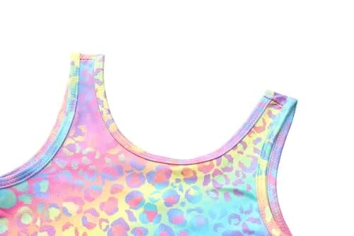 LUOUSE 2 Pack Toddler Girls Gymnastics Leotards with Shorts, Rainbow Leopard Print, 25ml (0.811 Fl Oz) | Butter Soft Dance Unitards thumbnail 2