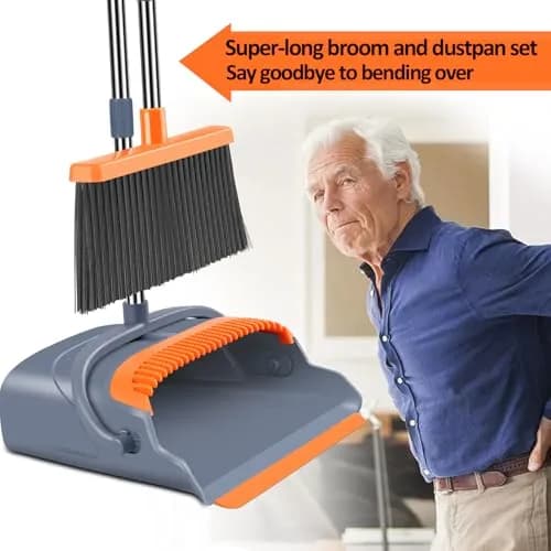 kelamayi Extendable Broom and Dustpan Set with Self-Cleaning Teeth, 129 cm (50.39 inches) | Ideal for Pet Hair & Indoor Sweeping thumbnail 4