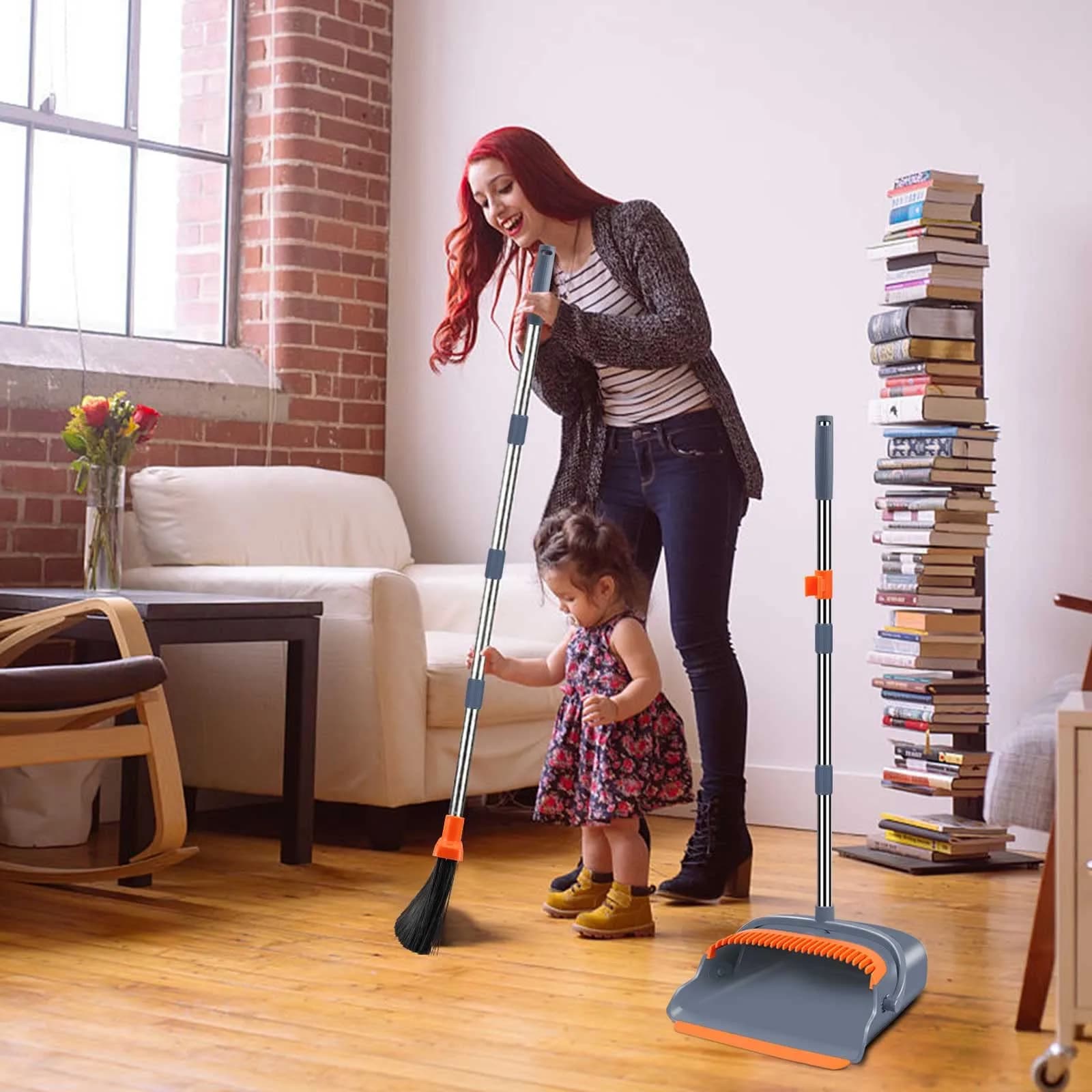 kelamayi Extendable Broom and Dustpan Set with Self-Cleaning Teeth, 129 cm (50.39 inches) | Ideal for Pet Hair & Indoor Sweeping - view 7