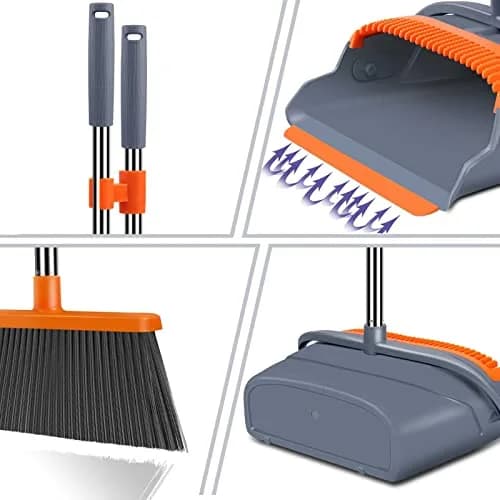 kelamayi Extendable Broom and Dustpan Set with Self-Cleaning Teeth, 129 cm (50.39 inches) | Ideal for Pet Hair & Indoor Sweeping thumbnail 3