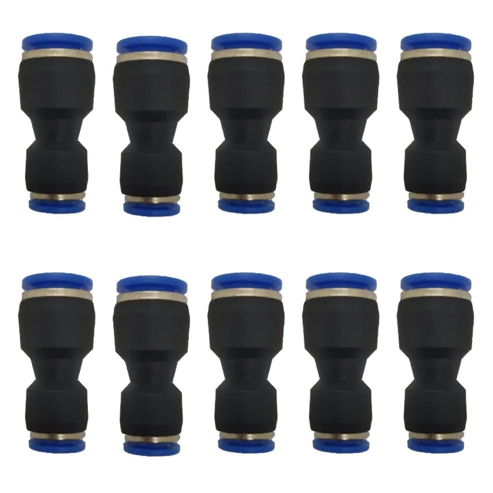 ROZESAZZ Pneumatic Quick Connector 8mm OD x 6mm OD Reducer Union (Pack of 10) | Connects Different Tube Sizes — 8mm-6mm