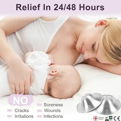 Boboduck Original Silver Nursing Cups for Breastfeeding Newborns | 925 Sterling Silver thumbnail 4