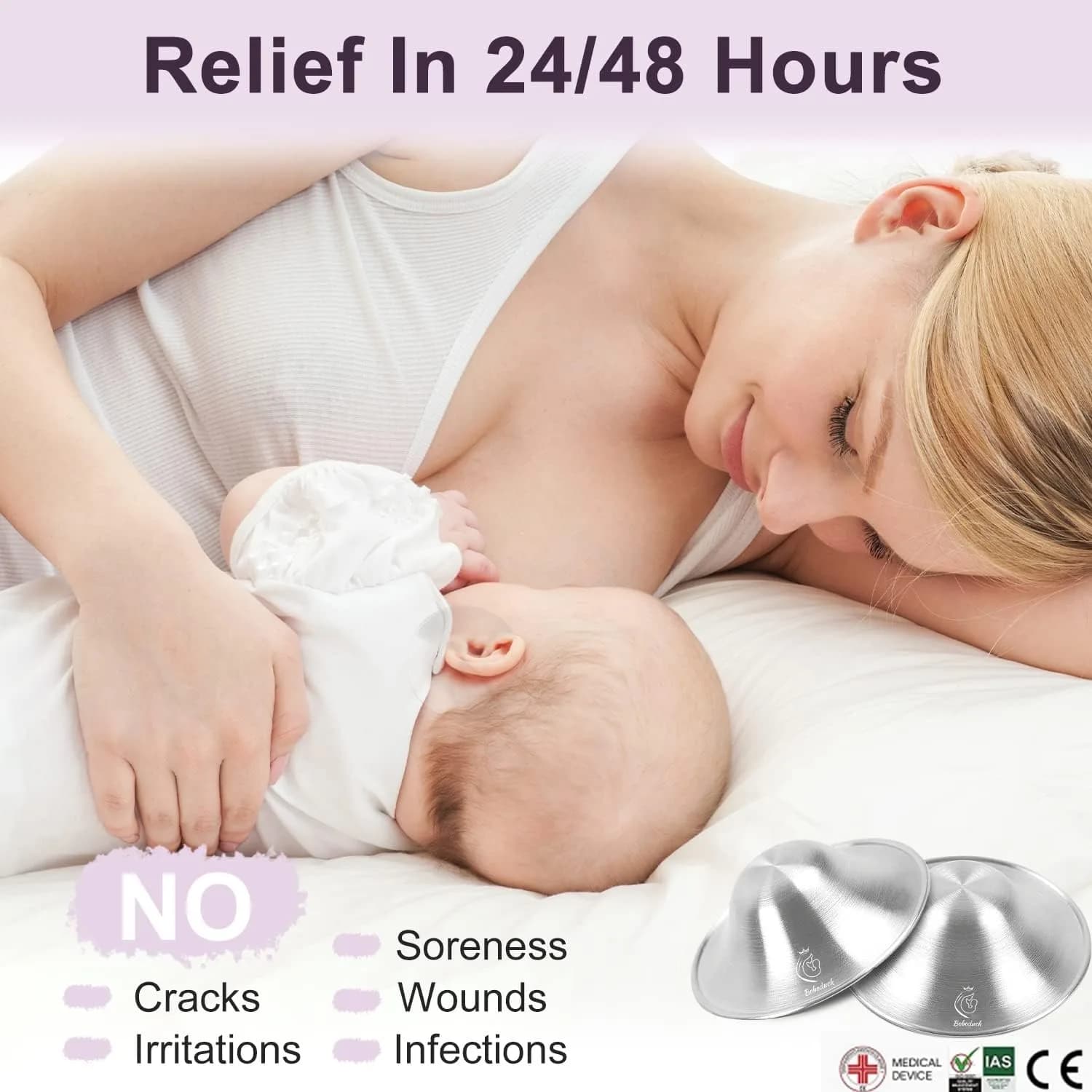 Boboduck 925 Silver Nipple Shields for Breastfeeding Newborns (Regular Size) | Authentic USA Import for Soothing Sore Nipples - view 4