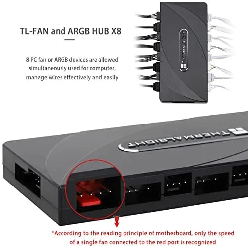 Thermalright ARGB Fan Hub Controller 8-Port 5V 3-Pin | Syncs 8 Fans & ARGB Devices thumbnail 3