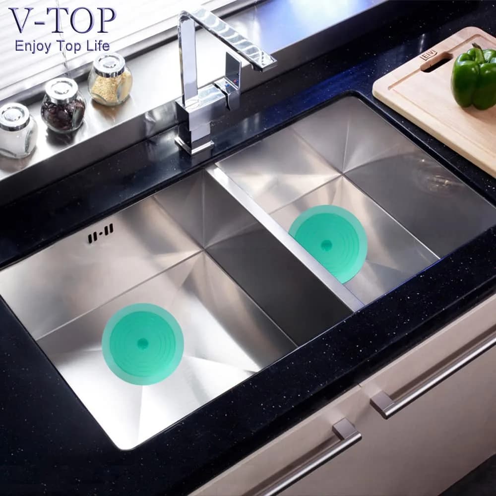 V-TOP 6" Green Transparent Silicone Tub Stopper - Pack of 2, Universal Fit Drain Plug for Kitchen & Bath - view 2
