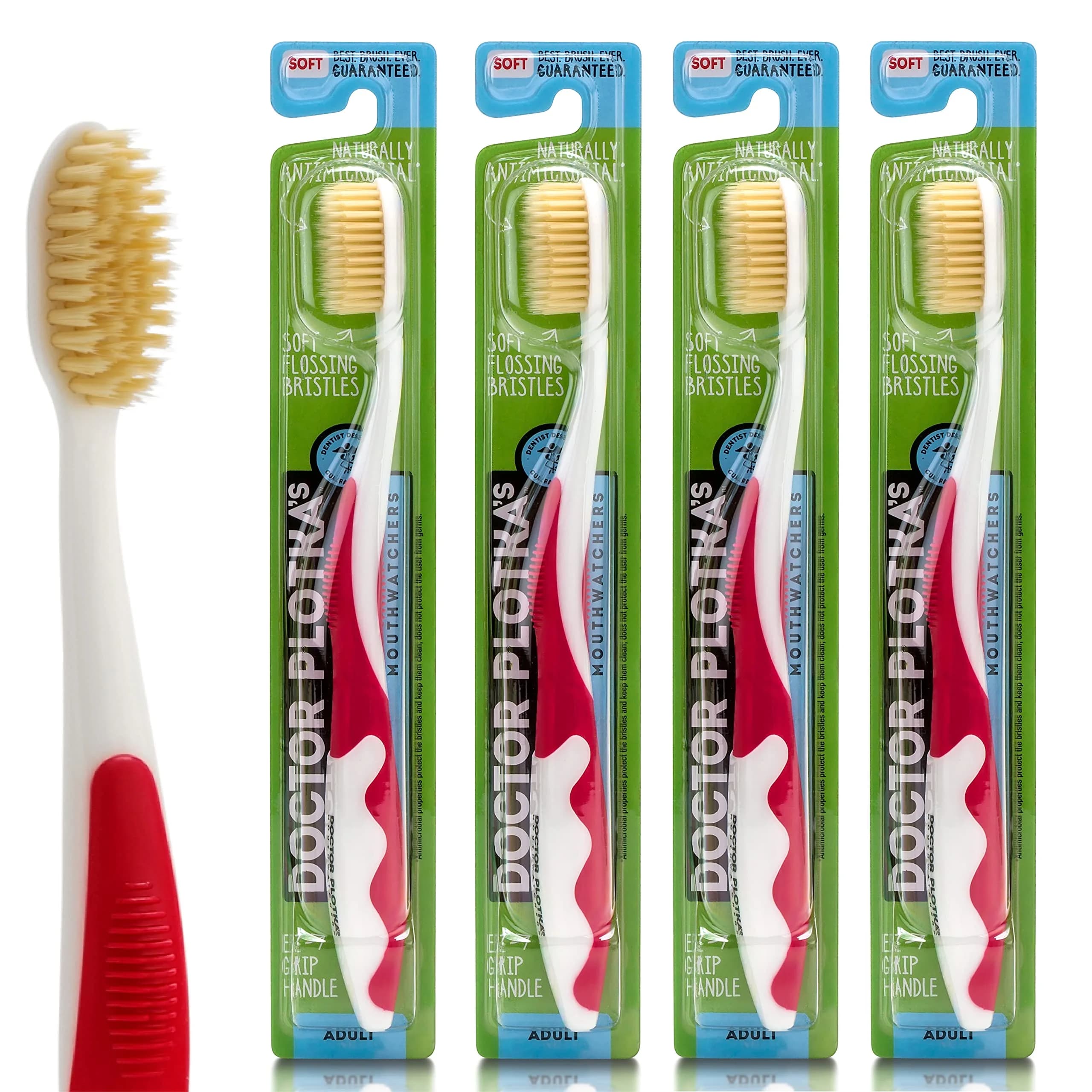 MOUTHWATCHERS Soft Flossing Manual Toothbrush 4-Pack | Gentle Deep Clean for Adults - main product image