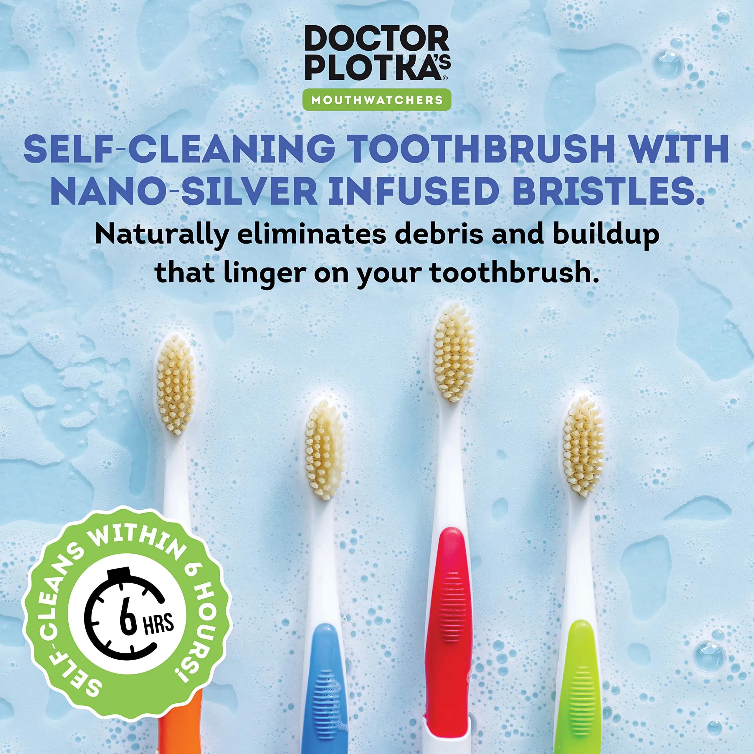 MOUTHWATCHERS Soft Flossing Manual Toothbrush with Built-in Flosser, Adults, 2-Pack, Blue | Dentist Developed for Sensitive Gums - view 4