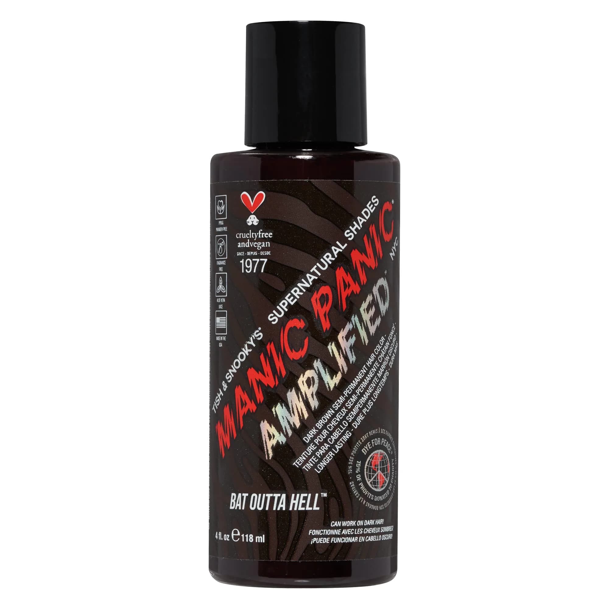 MANIC PANIC SuperNatural Dark Brown Hair Dye, Bat Outta Hell, 4 oz | Vegan, Semi-Permanent, No Ammonia — Bat Outta Hell