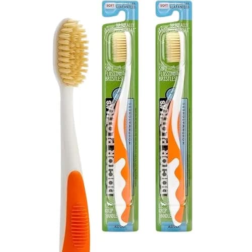 MOUTHWATCHERS Soft Flossing Manual Toothbrush 2-Pack Orange | Dentist Developed for Deep Clean thumbnail 1