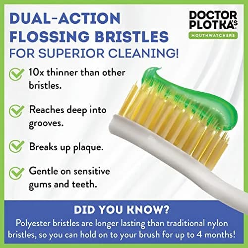 MOUTHWATCHERS Soft Flossing Manual Toothbrush 2-Pack Orange | Dentist Developed for Deep Clean thumbnail 2