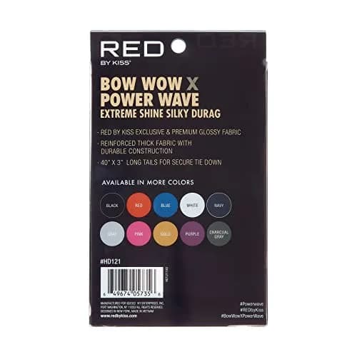 RED by Kiss Bow Wow Extreme Shine Silky Durag - Black | Breathable Wave Compression Doo Rag with Long Tails thumbnail 5