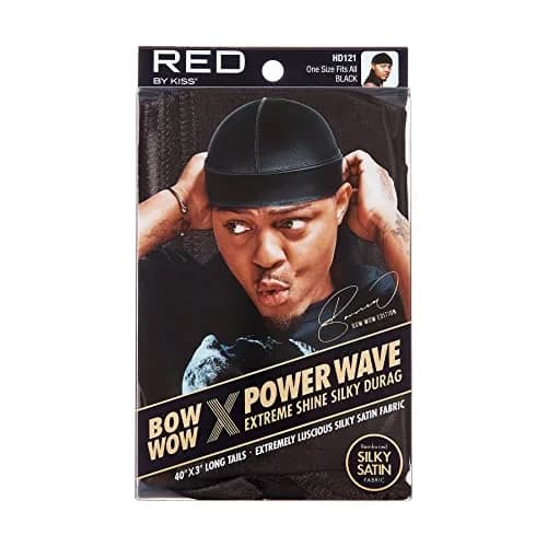 RED by Kiss Bow Wow Extreme Shine Silky Durag - Black | Breathable Wave Compression Doo Rag with Long Tails thumbnail 3