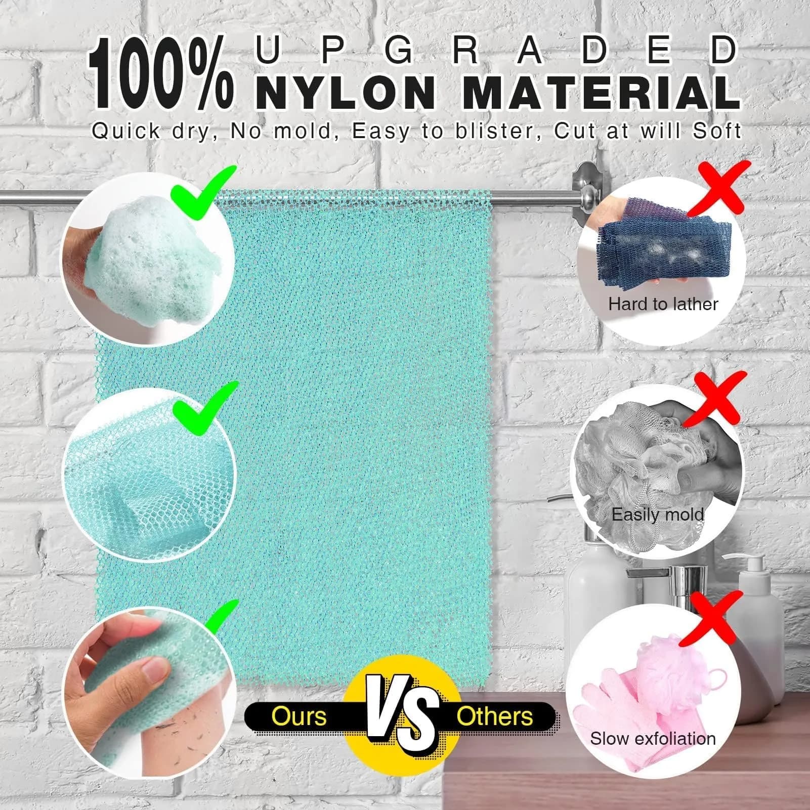 UJFQBH African Bath Sponge 80 cm (31.4 in) | Exfoliating Shower Body Scrubber for Daily Use - view 2