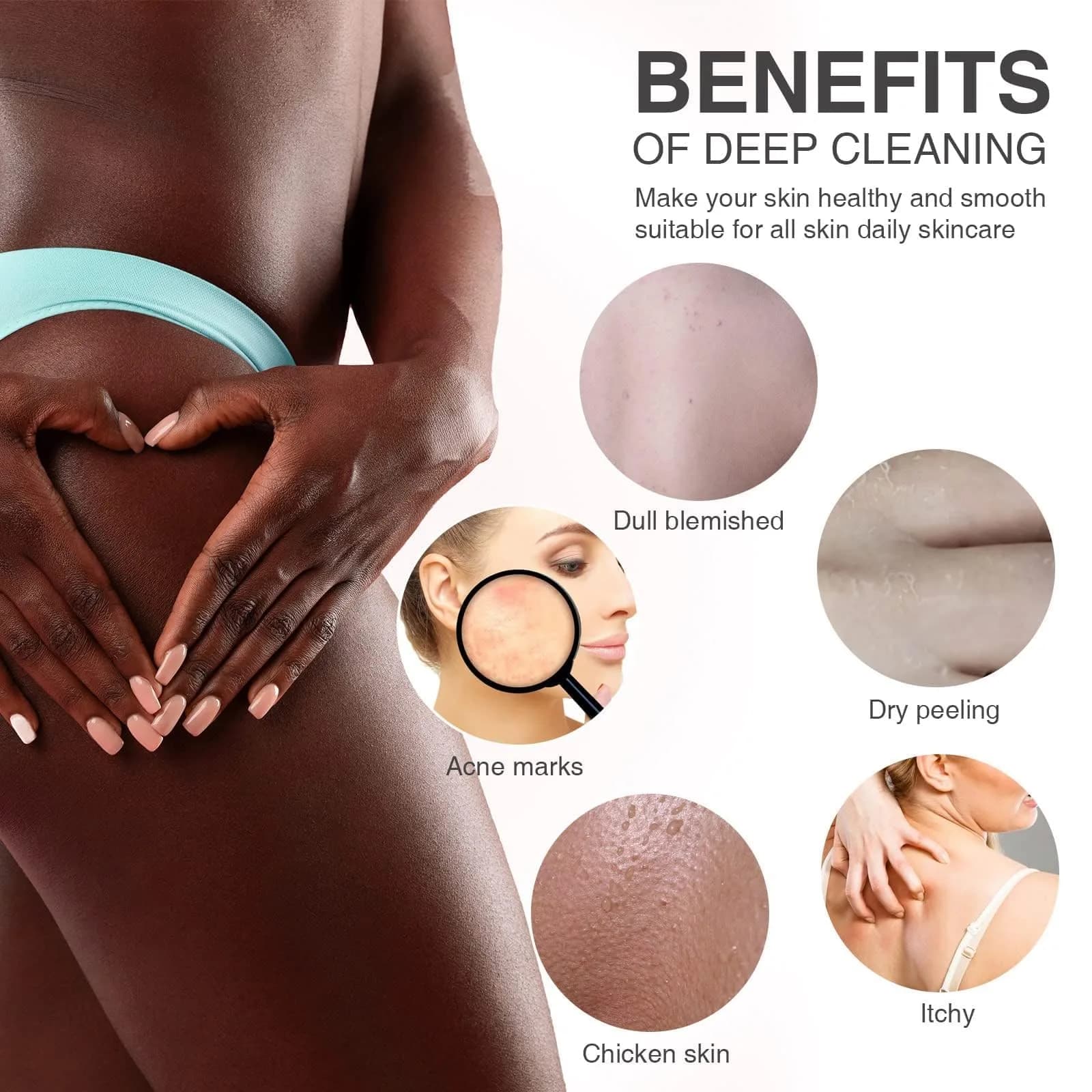 UJFQBH African Bath Sponge 80 cm (31.4 in) | Exfoliating Shower Body Scrubber for Daily Use - view 4