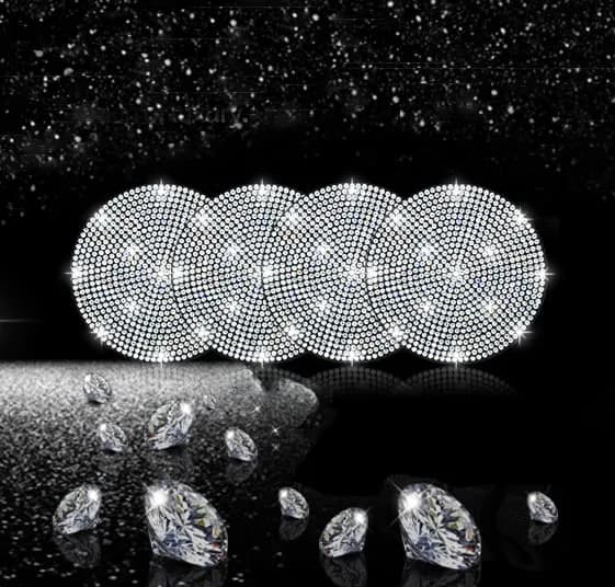 NBTEPEM Bling Car Cup Holder Coaster 2.75 inch Silver | Rhinestone Shockproof Universal thumbnail 7