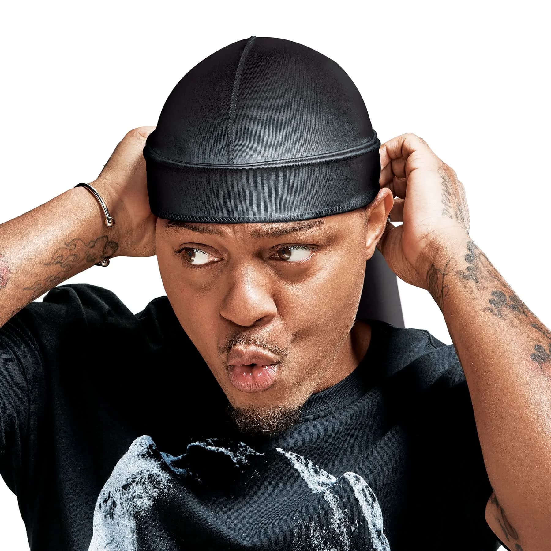 RED by Kiss Bow Wow X Power Wave Extreme Shine Silky Durag Charcoal Gray | Waves Silky Doo Rag for Men - main product image
