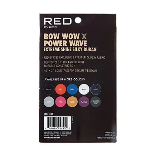 RED by Kiss Bow Wow X Power Wave Extreme Shine Silky Durag Charcoal Gray | Waves Silky Doo Rag for Men thumbnail 5