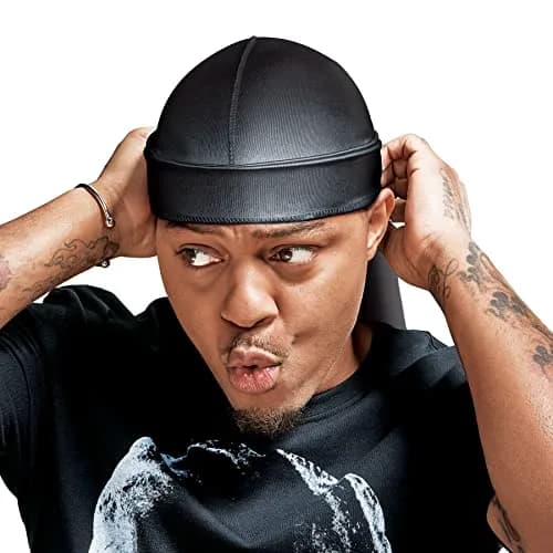RED by Kiss Bow Wow X Power Wave Extreme Shine Silky Durag Charcoal Gray | Waves Silky Doo Rag for Men thumbnail 1