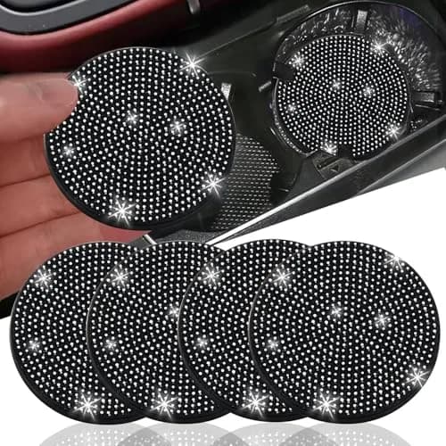 NBTEPEM 4pcs Bling Car Cup Holder Coaster 2.75 inch | Rhinestone Anti-Slip Shockproof Universal thumbnail 1