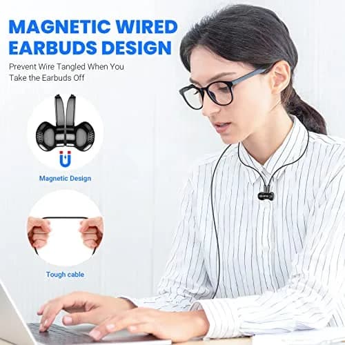 ASKUBSKU USB C Wired Headphones for Samsung & More | High Fidelity Stereo, Magnetic Neckband, 45° Semi In-Ear Design thumbnail 4