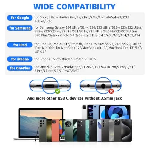 ASKUBSKU USB C Wired Headphones for Samsung & More | High Fidelity Stereo, Magnetic Neckband, 45° Semi In-Ear Design thumbnail 6